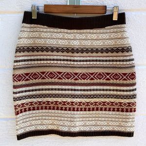 Maurice’s Brown Tribal Print Knit Mini Skirt